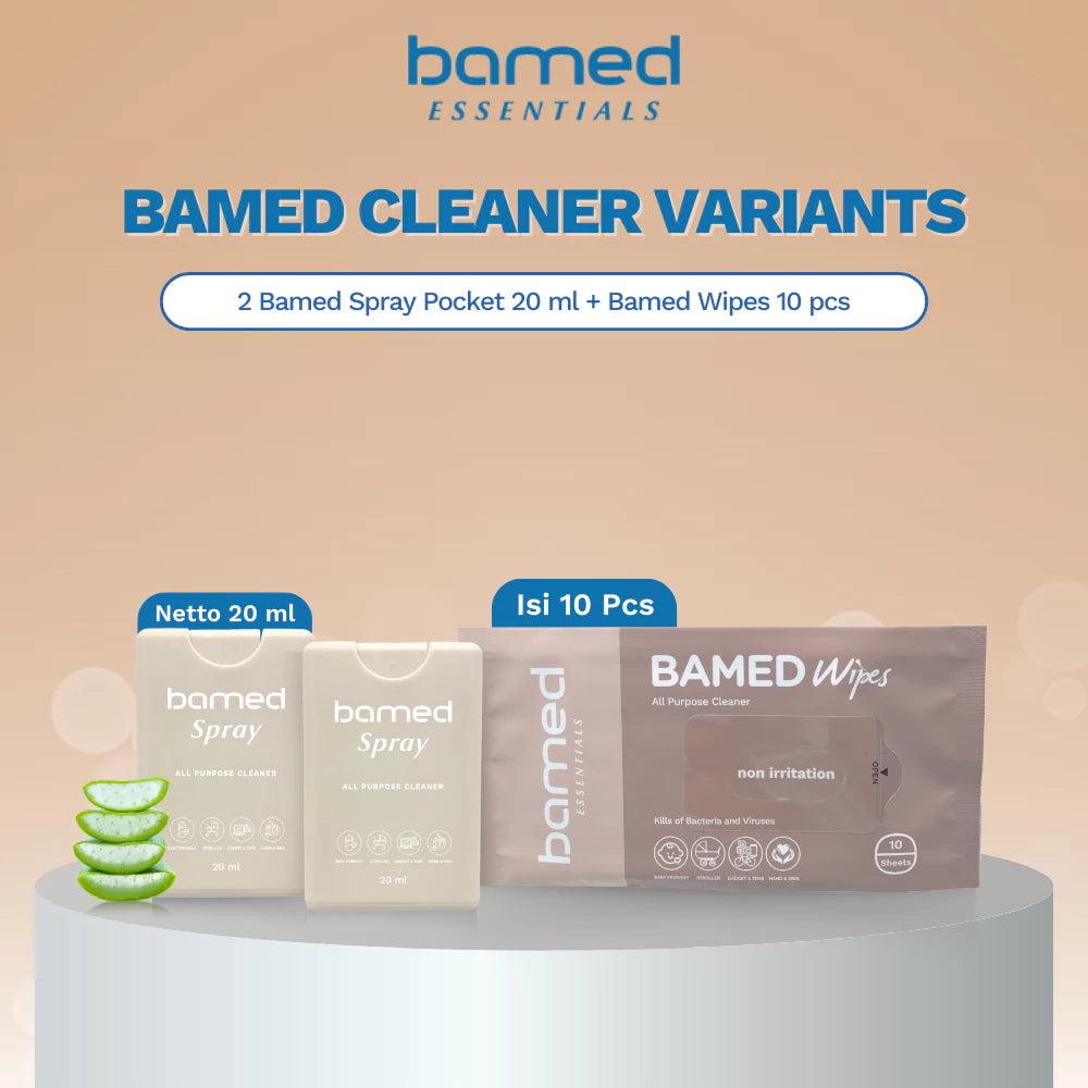 Bamed Essentials Spray All Purpose Cleaner Pocket 20 ml 2 pcs + Bamed Essentials Wipes All Purpose Cleaner Wipes 10'Sheet