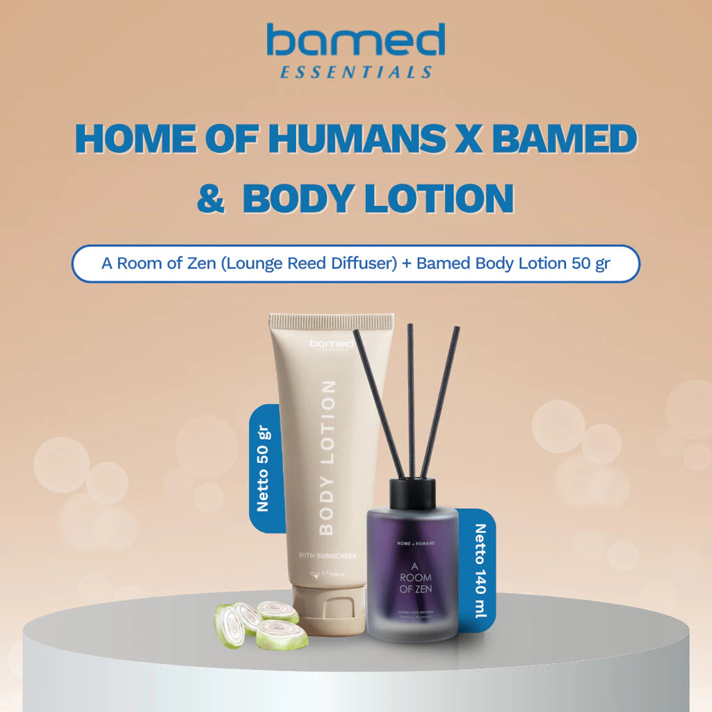 Home of Humans x BAMED - A Room of Zen (Lounge Reed Diffuser) + Body Lotion With Sunscreen 50 gr